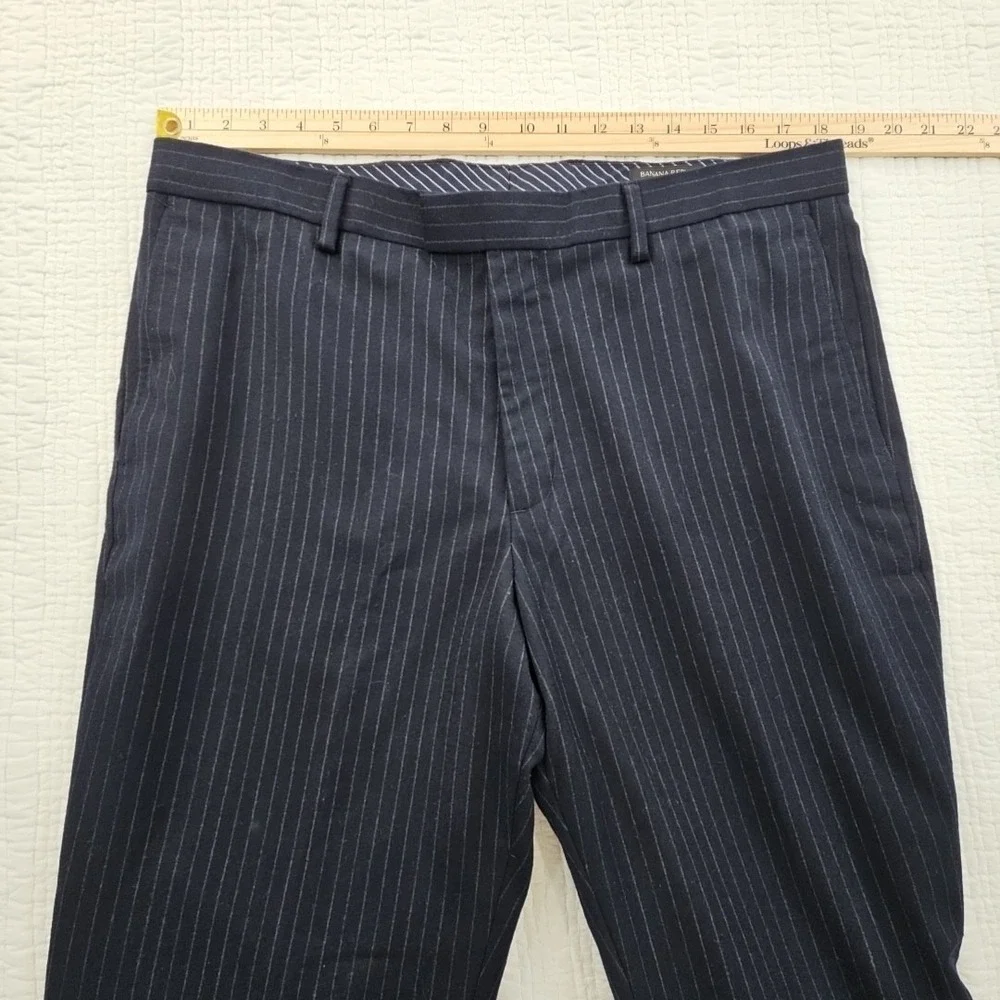 Banana Republic Dress‎ Pants Men's 36x32 Navy Blue Chalk Stripe Slim Fit Luxe